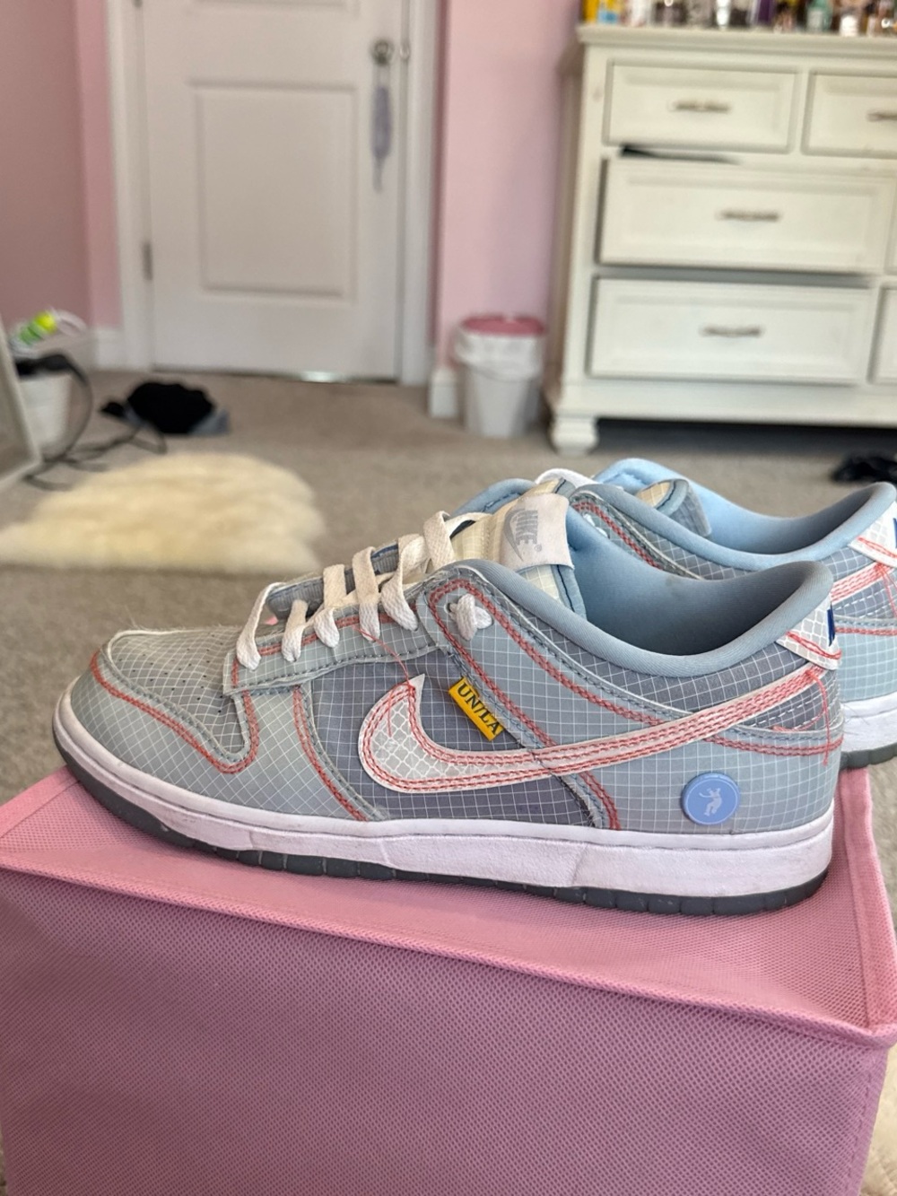 Nike Light Blue and Pink Low-Top Sneakers